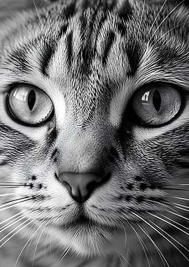 Close-up Black and White Cat Portrait