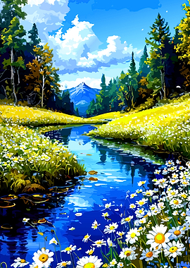 Vibrant Mountain Stream Landscape