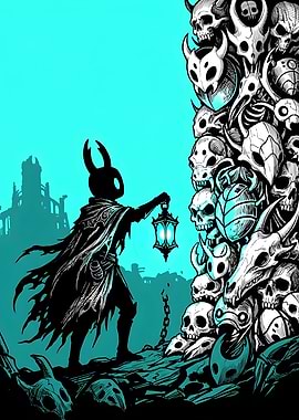 The Knight with Lantern and Skulls
