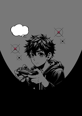 Anime Boy Playing Video Games