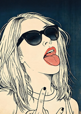 Woman with Sunglasses Sticking Out Tongue