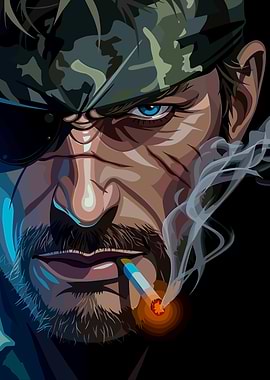 Snake Smoking with Blue Eyes