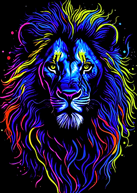 Neon Lion Portrait