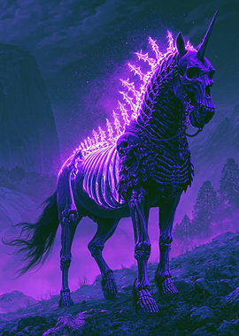 Skeleton Unicorn with Purple Aura