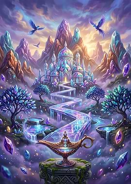 Magical Crystal Palace and Genie Lamp