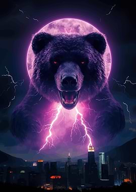 Bear Over Cityscape