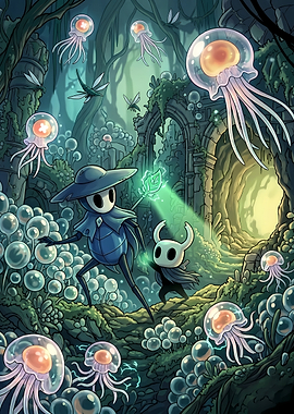 Hollow Knight Characters in Enchanted Forest