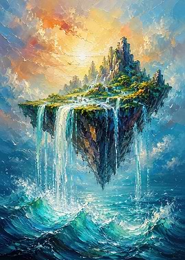 Floating Island with Waterfalls
