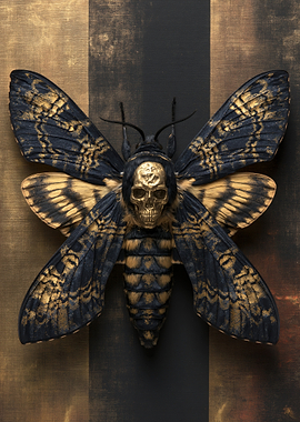 Death's-head Hawkmoth with Skull