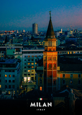 Milan cityscape at dusk