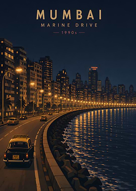 Mumbai Marine Drive at Night