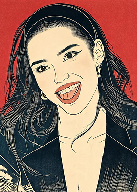 Pop Art Portrait of a Smiling Woman