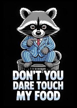 Raccoon in Suit Protecting Food