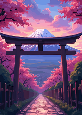 Mount Fuji Through Torii Gate