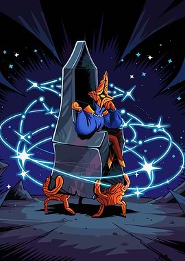 Alien on a throne in space