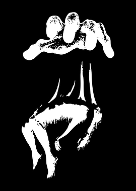 White Hand Puppet on Black Background