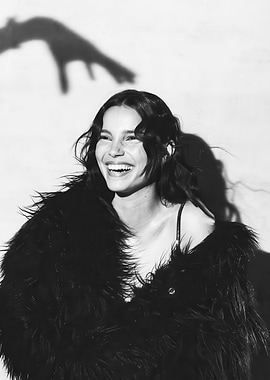 Laughing Woman in Fur Coat