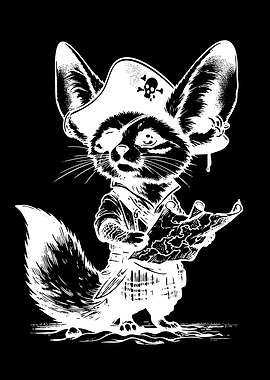 Pirate Fennec Fox with Treasure Map
