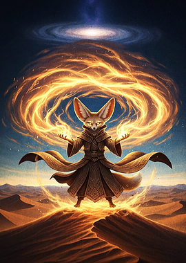 Fennec Fox Wizard Conjuring Fire