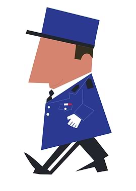Cartoon Gendarme in Uniform