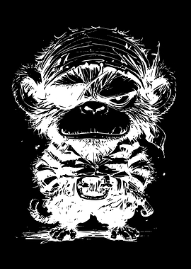 Grumpy Monkey Pirate Illustration