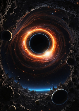 Black Hole with Accretion Disk and Planets