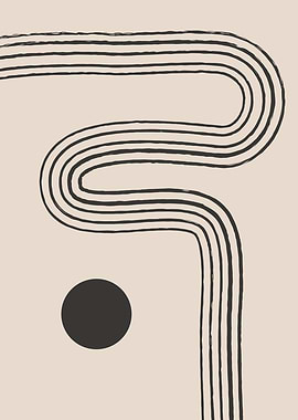Abstract Wavy Lines and Circle