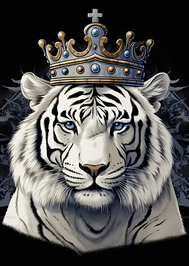White Tiger King with Crown