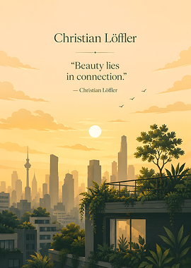 Cityscape at Sunset with Quote