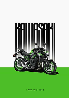 Kawasaki Z900 Motorcycle Poster