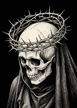 Skull with Crown of Thorns
