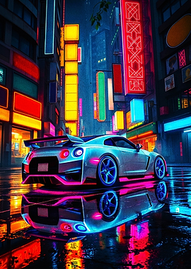 Cyberpunk Car in Neon City