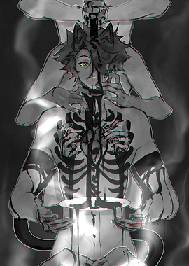 Dark Fantasy Character with Skeleton Ribs