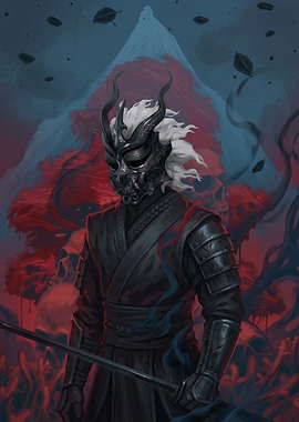 Samurai Warrior with Oni Mask