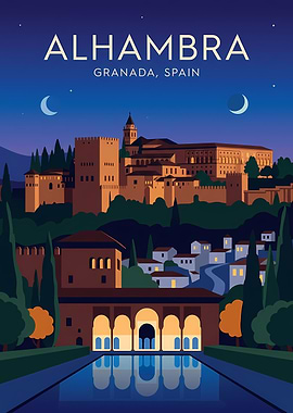 Alhambra Granada Spain Travel Poster