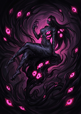 Dark Entity with Glowing Eyes