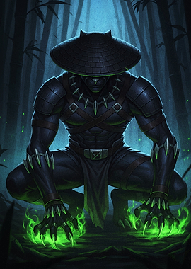 Mysterious Panther Warrior in Bamboo Forest