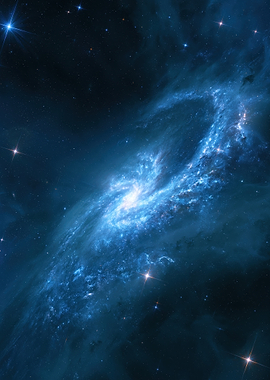Swirling Blue Nebula in Space
