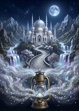Enchanted Mosque by Waterfall