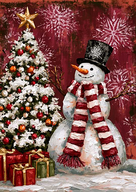 Snowman and Christmas Tree
