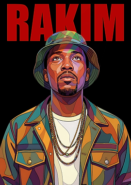 Rakim Portrait with Red Text