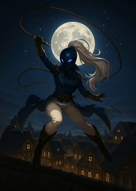 Moonlit Vigilante with Whip