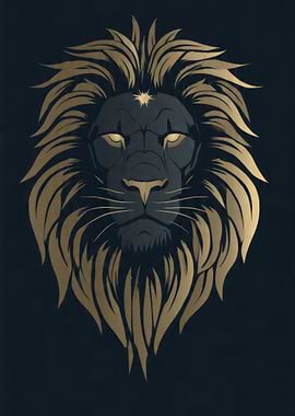 Golden Lion Head Illustration