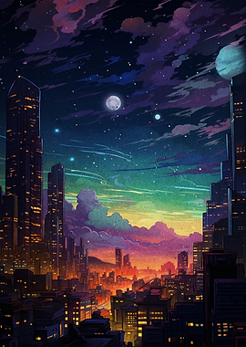 Futuristic Cityscape at Dusk