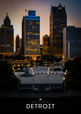 Detroit Skyline at Dusk