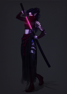 Elf Warrior with Glowing Katana