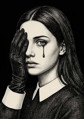 Woman in Black Glove Crying