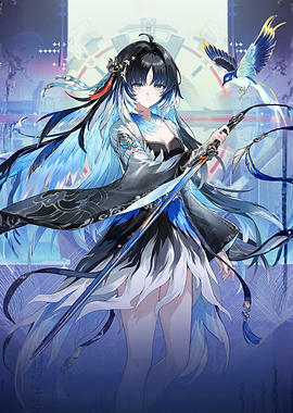 Girl with Sword and Bird