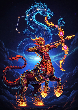 Sagittarius Centaur Archer and Dragon Constellation