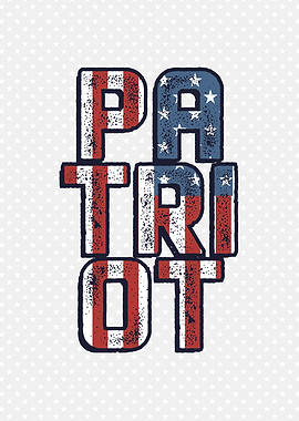 American Patriot Text Art with Star Pattern Background